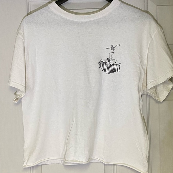 Brandy Melville white cropped t shirt with cutoff bottom hem - Picture 1 of 3
